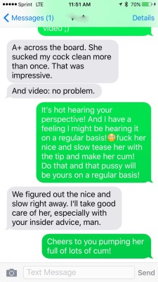 allthingshotwife:  Text conversation with wifeâ€™s new fwb!