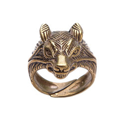 lesstalkmoreillustration:  Handcrafted Fenrir Wolf Head Ring