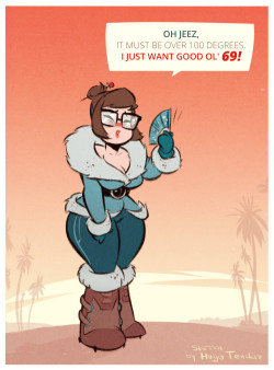   Mei Overwatch - Wishing For 69 - Cartoony PinUp Sketch  Can
