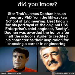 did-you-kno:  Star Trek’s James Doohan has an  honorary PhD