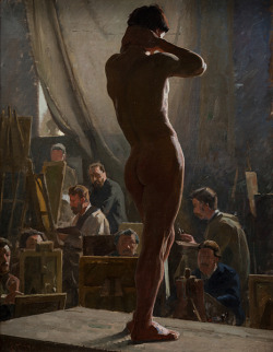 nationalgallery-dk: Male Nude in the Studio of Bonnat by L. Tuxen,