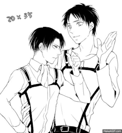 rivailles-bride:  Gif made by me with art from 進撃ログ２【エレリ】