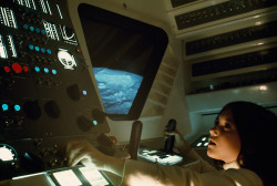 natgeofound:A young girl plays in a replica of a lunar-module