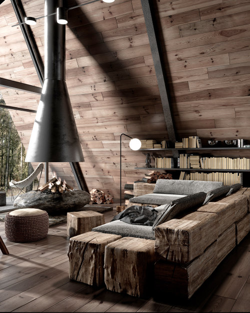 thenordroom:  Wooden a-frame cabin | design by Yana Prydalna