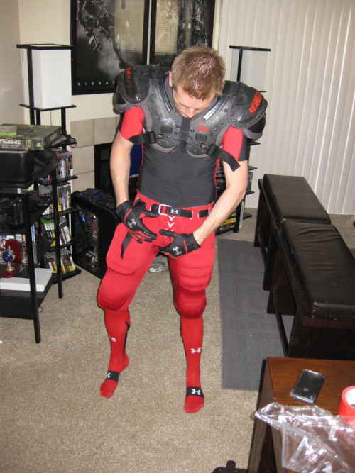 Luke had no idea why he had the constant compulsion to dress up on his full football gear, no matter where he was or what he was doing. He’s gear up every time he came home. It just felt right–and so damn good–to be all geared up in full