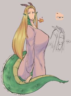 overlordzeon:A dragon woman I drew from last night. As for the