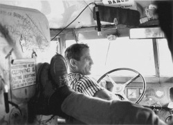 mpdrolet:  Neal Cassady driving the Merry Pranksters Bus, 1964