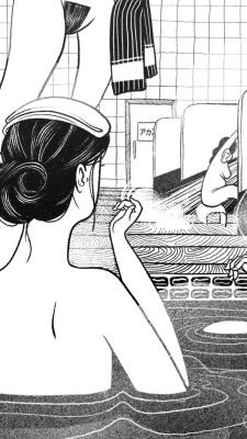 asiwillit:As I Will It:Detail of Onsen Ladies, by Stephanie Davidson.