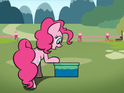 flutterluv: Pinkie Pie having a small pool party. Inspired by