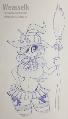 weasselk: Inktober, day 30. Ballpoint pen. Princess Luna cosplaying