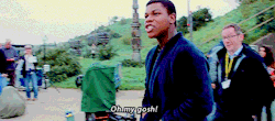 bb8poe:  John Boyega geeking out on the set of Star Wars 