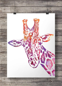 canvaspaintings:  Watercolor Rainbow Giraffe face -  Printable