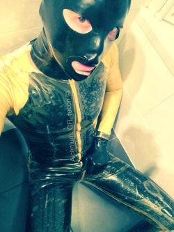 myrubbercreations:  Self-made transparent rubber suit over another