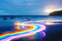 itscolossal:Vivid Rainbow Roads Trace Illuminated Pathways Across