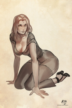 eva0art:  Tsunade quick sketch in pinup style 