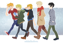catchkat:  Had an urge to draw the hetalia crew in some styling’