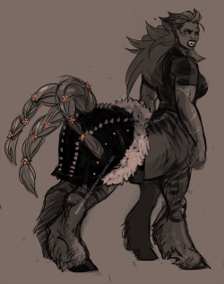 ependadrawsguildwars2: Centaur Toska with her stylish buttcape