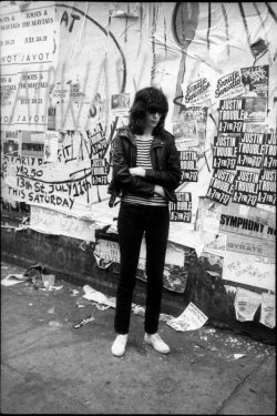 vaticanrust:Joey Ramone at St. Mark’s Place in New York City,