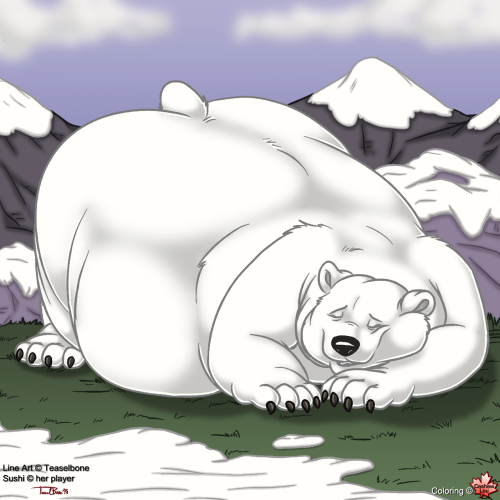 I took a shot at coloring this image that Teaselbone drew of Ghost Blackburn’s Sushi character, her huge and hefty body dominating the landscape around her. This is one of a pair of images of Sushi; the other one can be viewed by clicking THIS LINK.