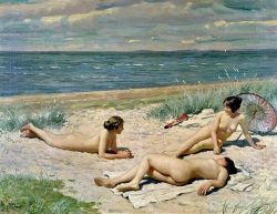 kzmkwoji:Paul Gustave Fischer  Bathers on a Beach