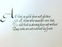 calligraphy: “All that is gold does not glitter. Not all those