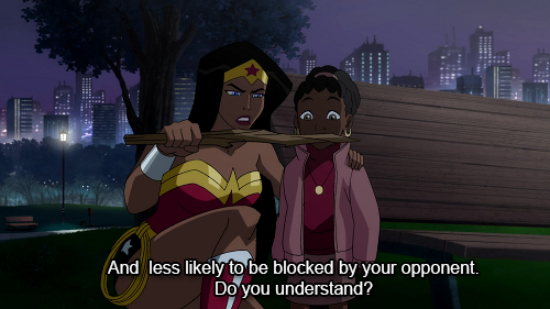 sugarspicenotallnice:  ask-gallows-callibrator:  IS WONDER WOMAN TELLING HER TO GO STAB THOSE BOYS AND PROBABLY KILL THEM  Yes 