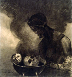 chimneyfish:  Cauldron of the Sorceress, 1879 Odilon Redon 