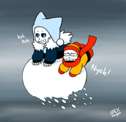 apex-knight: Pic from the stream. Blizzard Sans ans Papyrus riding