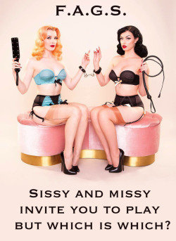faggotryngendersissification: Sissy and Missy invite you to play.