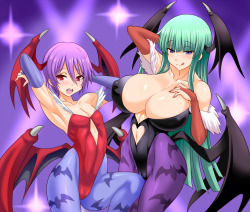 terasuccubi:  Lilith and Morrigan Aensland by コンノトヒロAs