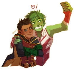 perfectedrobin:  Selfie Time with Gar and Damian    — commission