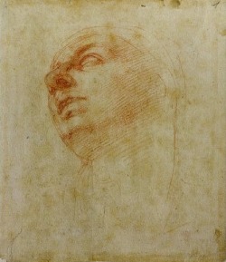 whitehotel:  Michelangelo Buonarroti, Study for the head of the