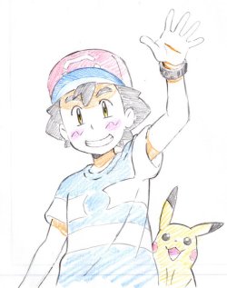 pokeshipping: Ash drawn by animator Takashi Shinohara (x)