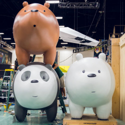 We Bare Bears bros waiting to get stacked at the Cartoon Network