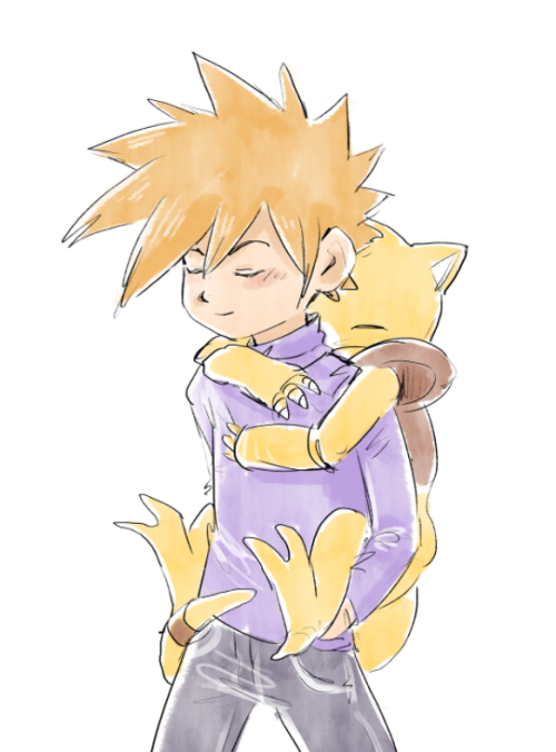 laserbobcat:Here is a doodle of Blue and his beby abra. Abras