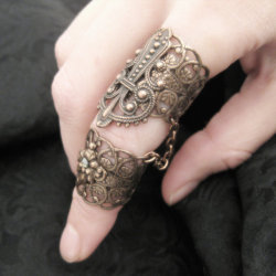 steampunksteampunk:  Two part armor ring. Ornate copper plated