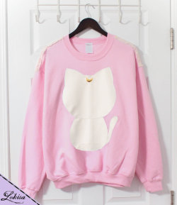 shop-cute:  Pastel Kitty Crewneck Sweater (Choose Color) ื.99