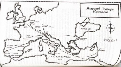 mapsontheweb:  Travel times from Venice in the 16th century.
