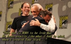 Now there’s some gratitude (Robert Downey Jr. hugs writer Stan