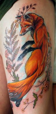 fuckyeahtattoos:  Fancy Fox- Tattoo Done by Sean Ambrose at Arrows
