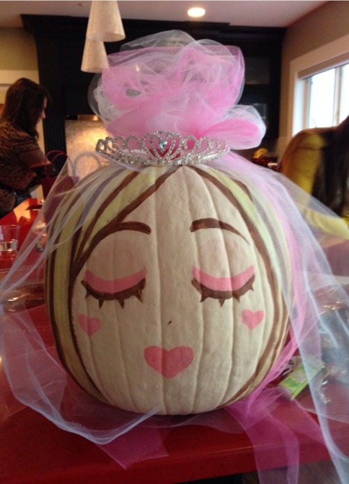 ladybug4teddy:  kyleehenke:  The bridal shower was a success!! Kait loved the bride pumpkin I made for her :D  Princess Pumpkin 