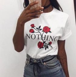 venue-style:  Nothing Rose Short Sleeve T-Shirt - White >> 