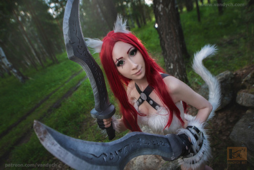 vandych: Katarina Ero cosplay   Finally it happened!Wonderful photo set with cute pussy Katarina Kitty Kat is finished!This photo set will be sent to everyone who supported me in June.please check patreon message.    Thank you!!! You help me to do new
