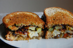 veganfood:  Roasted Broccoli and Cauliflower Sandwich with Giardiniera