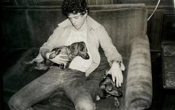 lougreed:Lou Reed with Warhol’s two dachshunds, Archie and
