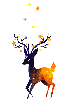 spiritleaf: A deer that catches stars in its antlers 