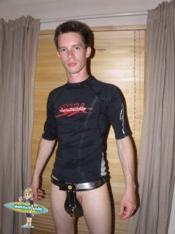 wetsuitlads:  Nick locked in Deluxe Male Stainless Steel Chastity