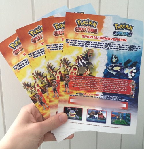 gaytendo:  Hey yâ€™all! I recently visited the â€œSuisseToyâ€ fair and got something for you! Iâ€™m giving away fourÂ demo codes for Pokemon Omega Ruby and Alpha Saphire.Â   The special demo is a standalone version of the game. Itâ€™s not just some cheap