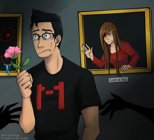 aphelionixdraws:  My friend Endy and I were so excited about Markiplier finally playing Ib that we did a spontaneous collaboration! I sketched, she inked, and I colored. God, those beautiful lines…Anyway, it’s easily one of my favorite RPG maker horror