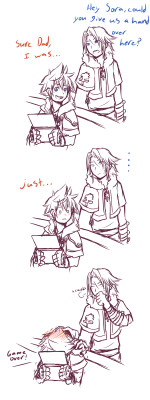 arina-elric-walker:  Sora: I’m sorryyyyy–Leon: It’s fine,